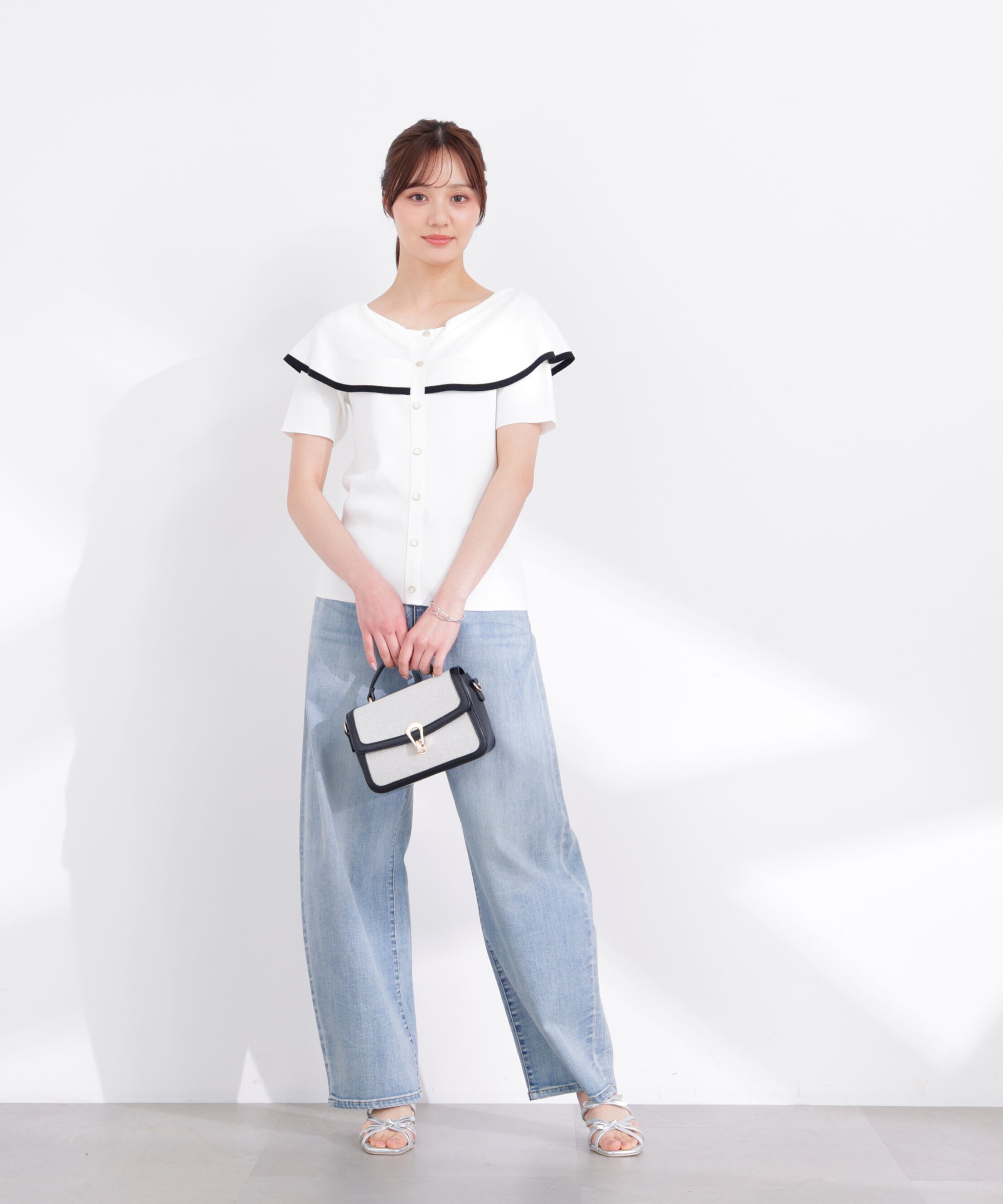 PROPORTION BODY DRESSING「トリムラインケープニットトップス 26SS」|ニット・セーター|