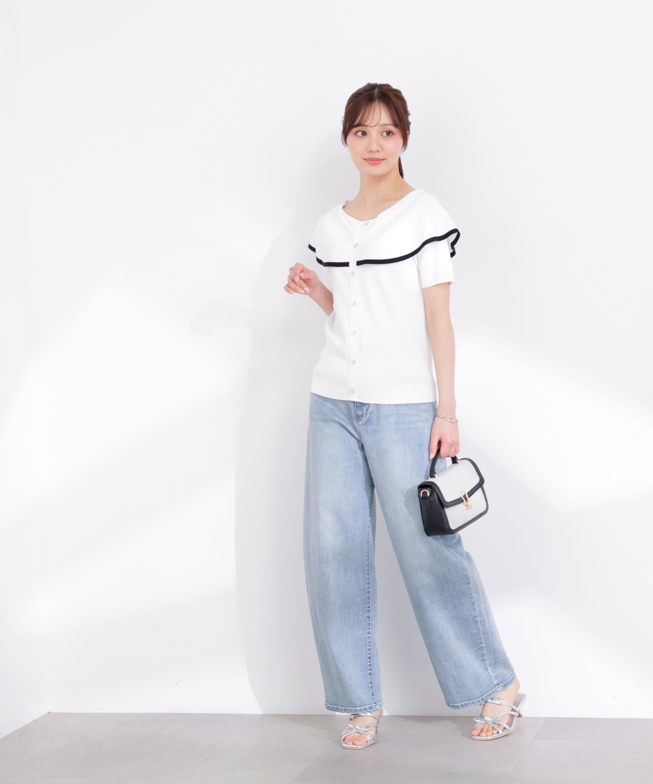 PROPORTION BODY DRESSING「トリムラインケープニットトップス 26SS」|ニット・セーター|