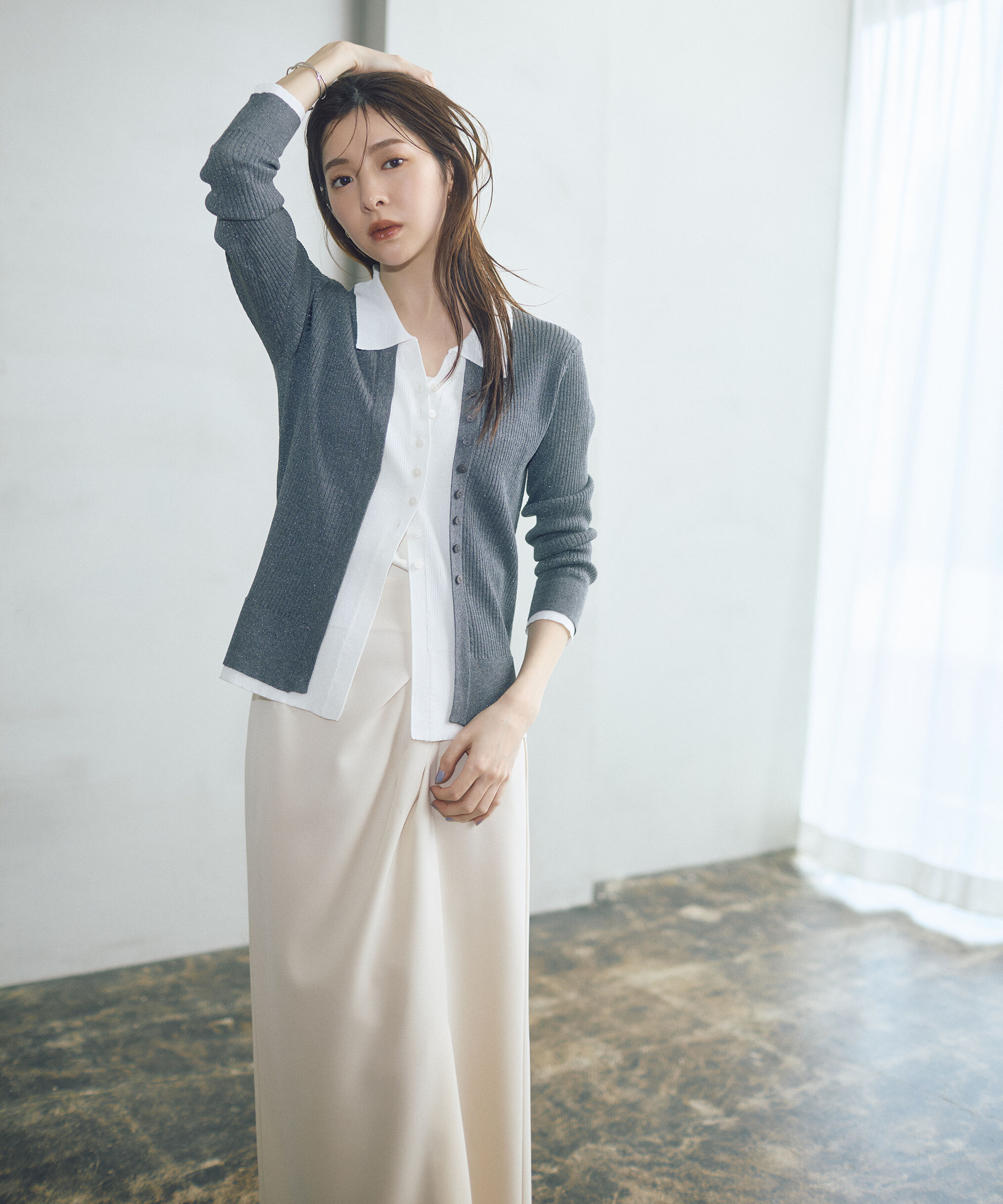 PROPORTION BODY DRESSING「＜今村朱里さんコラボ＞レイヤード風リブニット 26SS」|ニット・セーター|