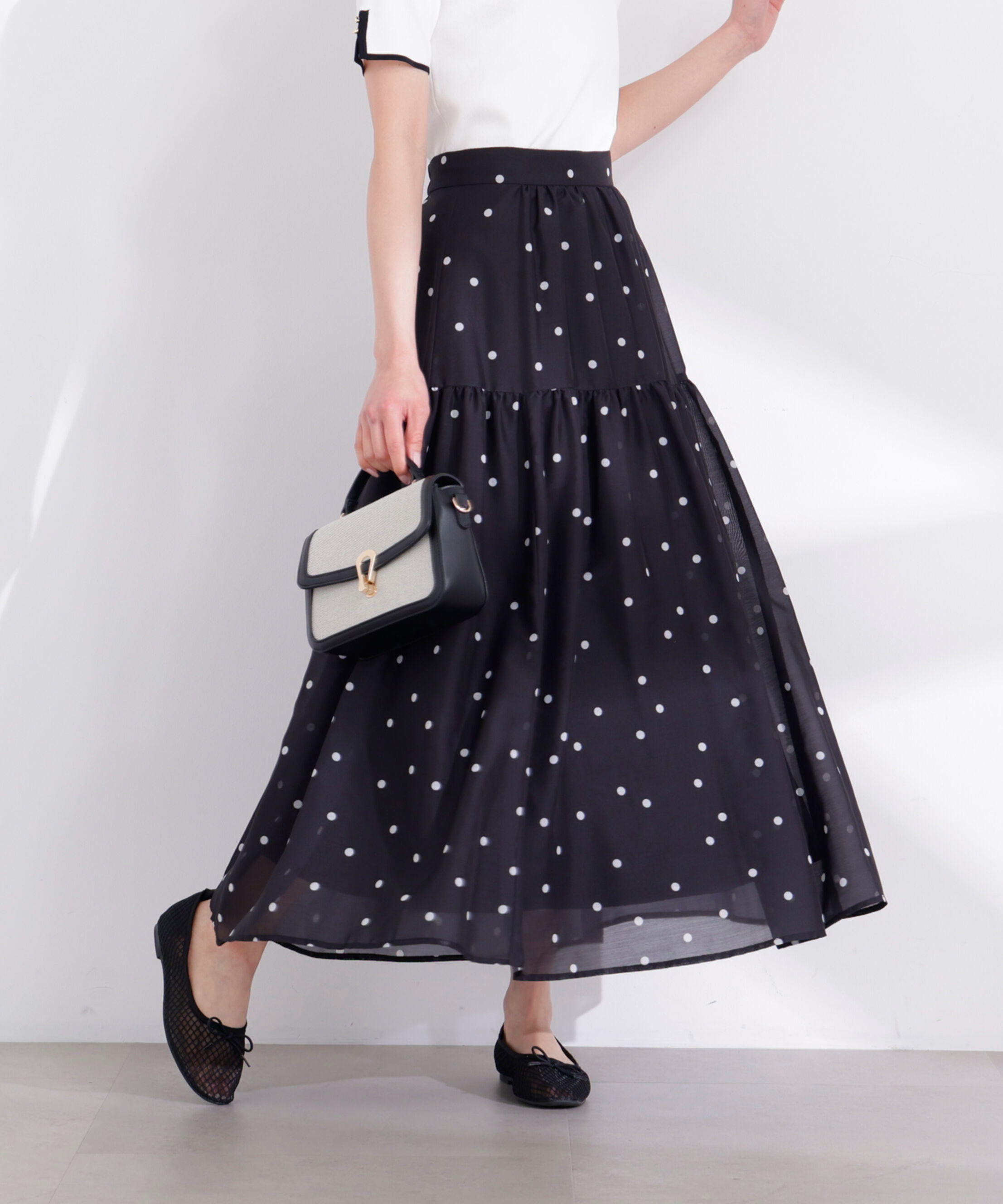PROPORTION BODY DRESSING「ドットプリントティアードスカート 26SS」|スカート|
