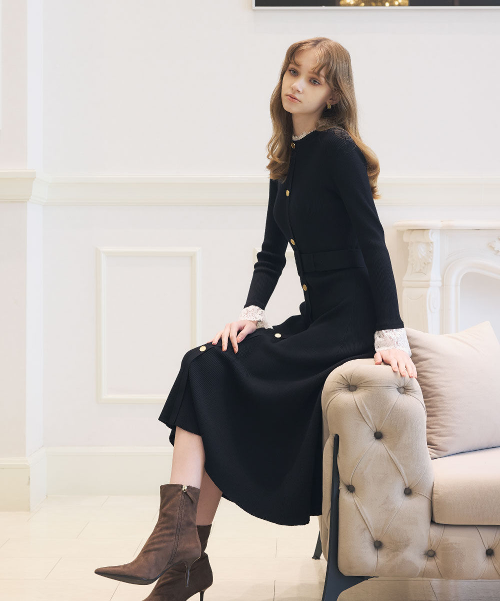  「[美香コラボ]レースコンビニットワンピース」|ワンピース|