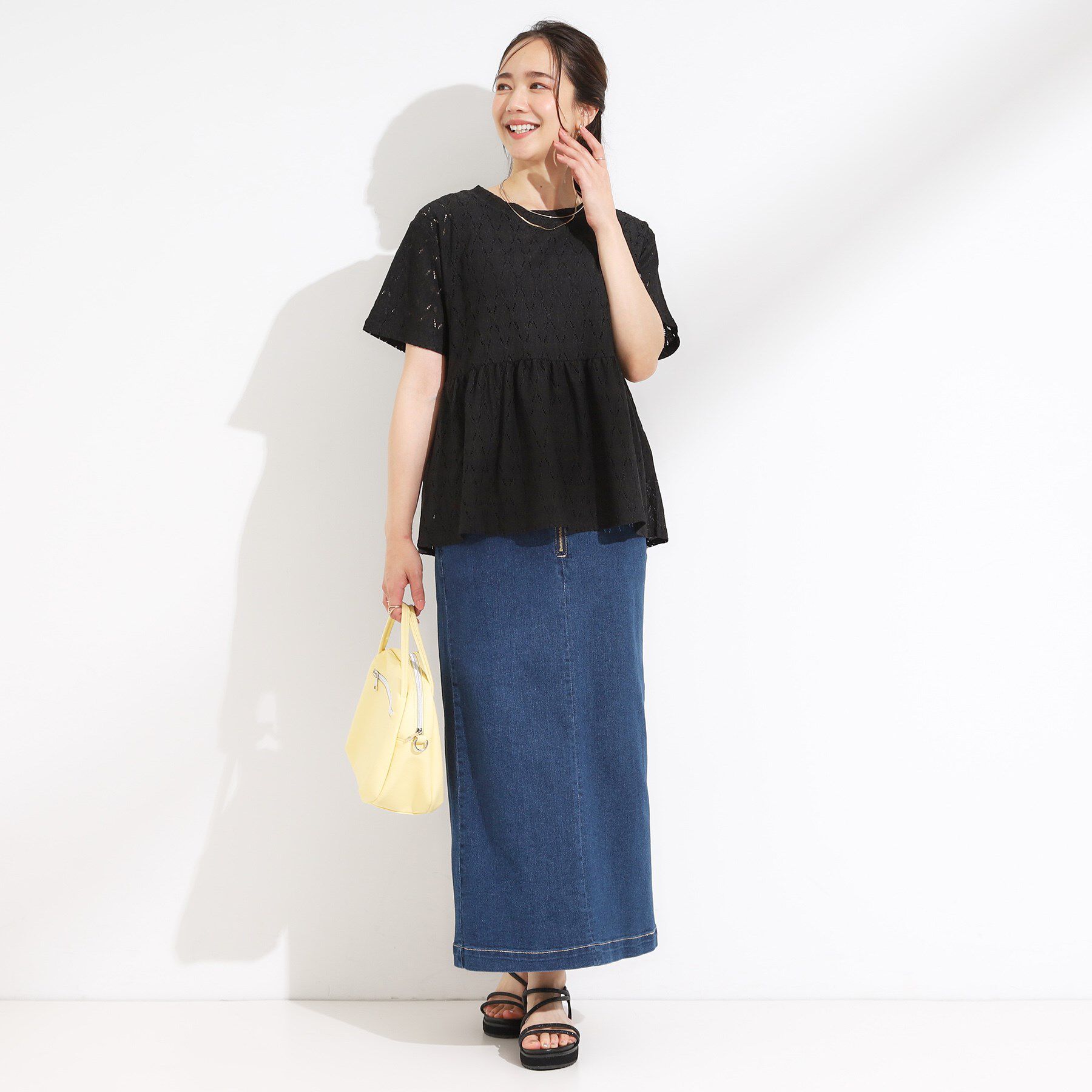 SHOO･LA･RUE「【S-LL】インせず決まる レースペプラムトップス」|Tシャツ・カットソー|