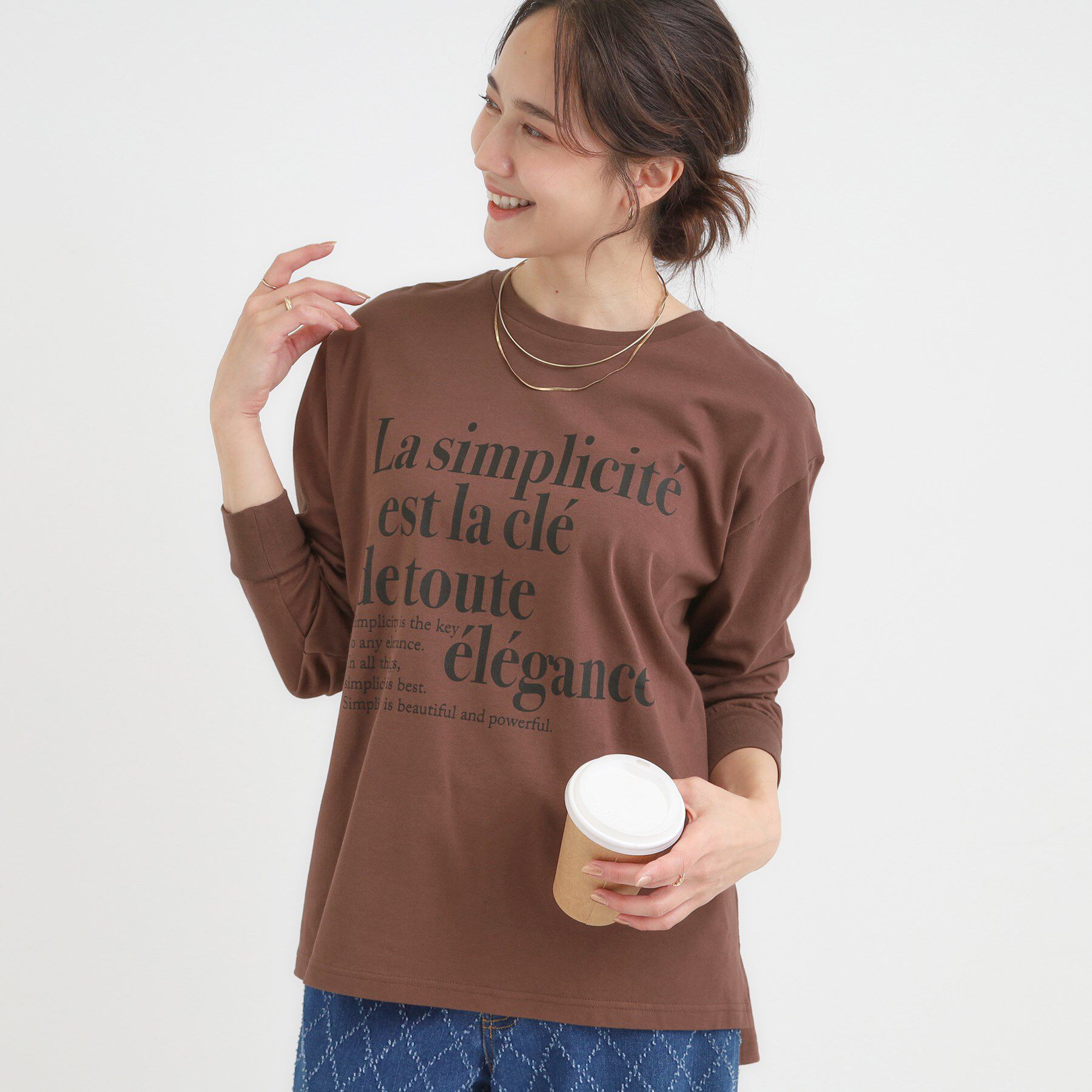 SHOO･LA･RUE「グラフィックアソート ベーシックロンT」|Tシャツ・カットソー|ブラウン(643)