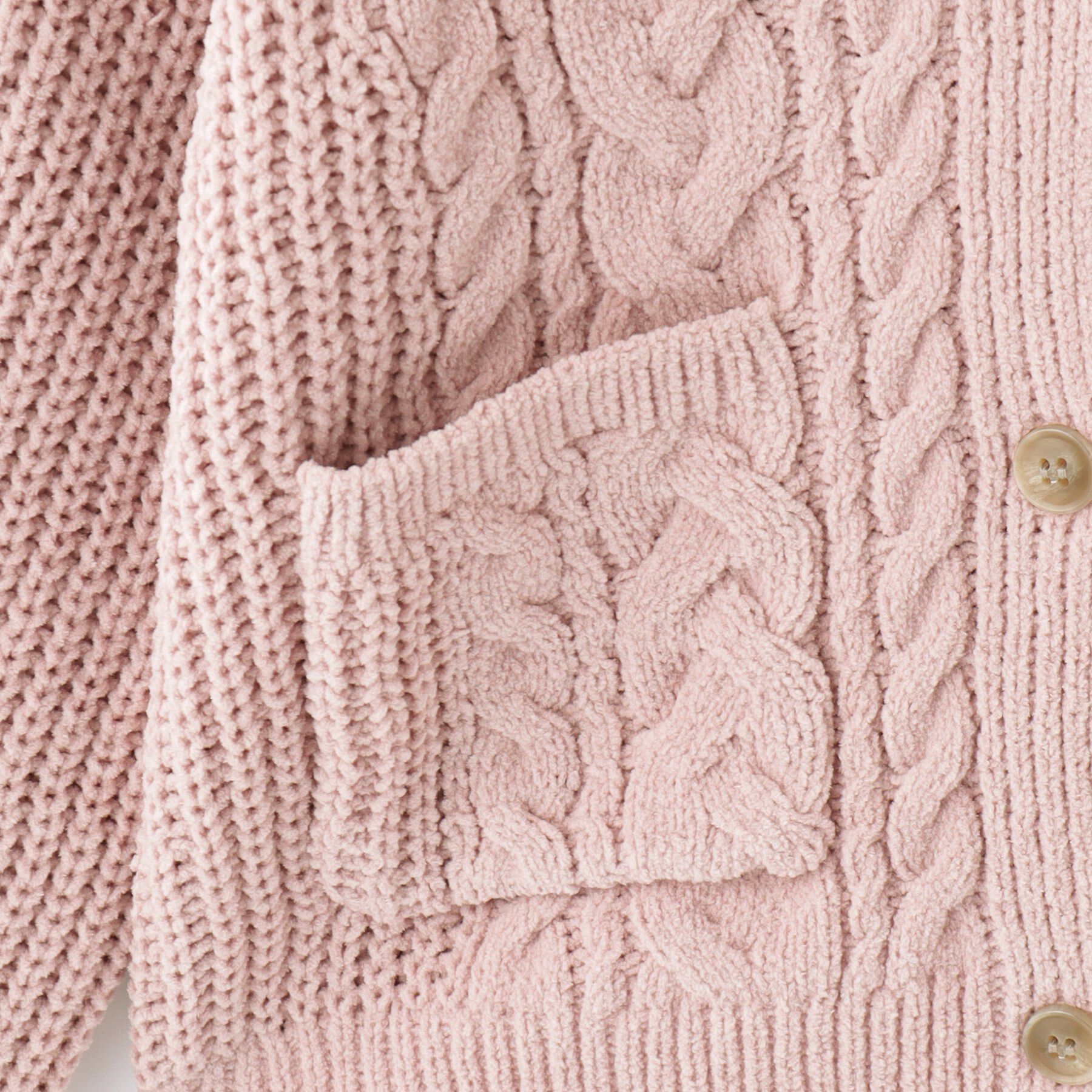 SHOO･LA･RUE「【120-150】【親子リンク可能＆マシンウォッシャブル】もこもこモールケーブルVカーディガン」|カーディガン|