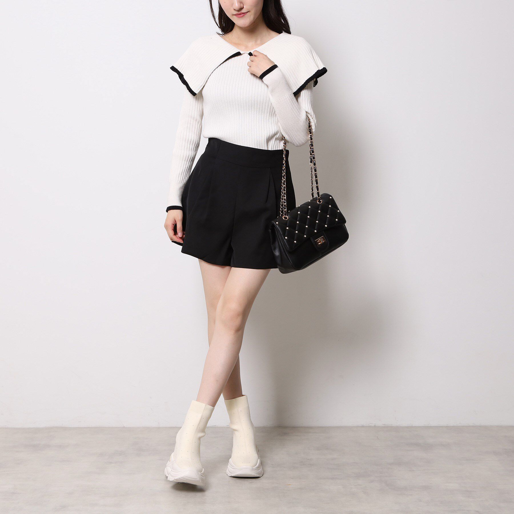 ESPERANZA「【EC先行販売】スニーカーソールラインストーンニットブーツ」|ショートブーツ|