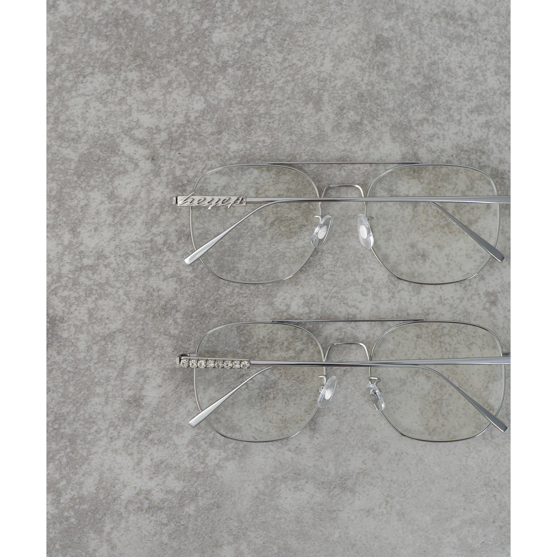 CODE A「heyep｜Aviator Glasses with Rhinestones ＆ Logo」|メガネ|