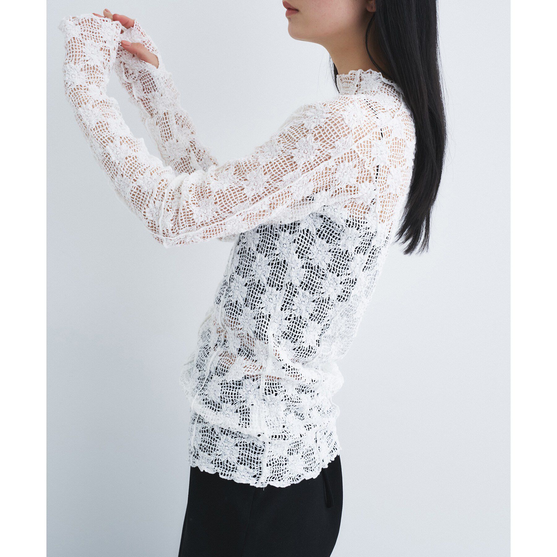 CODE A「floral lace highneck tops」|Tシャツ・カットソー|