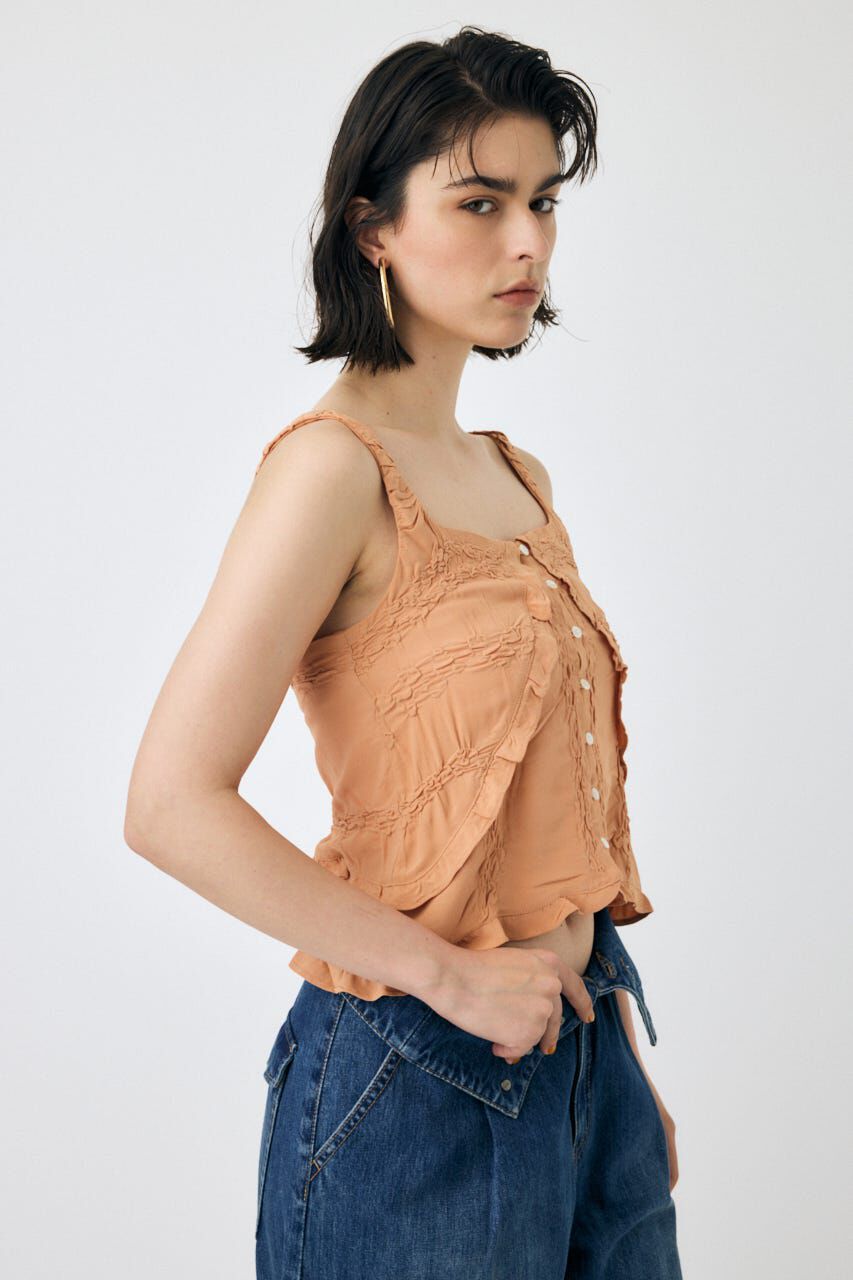 MOUSSY「BUTTON UP SMOCKING キャミ」|キャミソール|