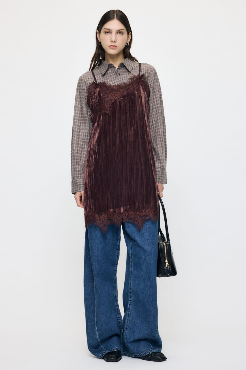 MOUSSY「WASHER VELOUR SLIP MINI ドレス」|ワンピース|