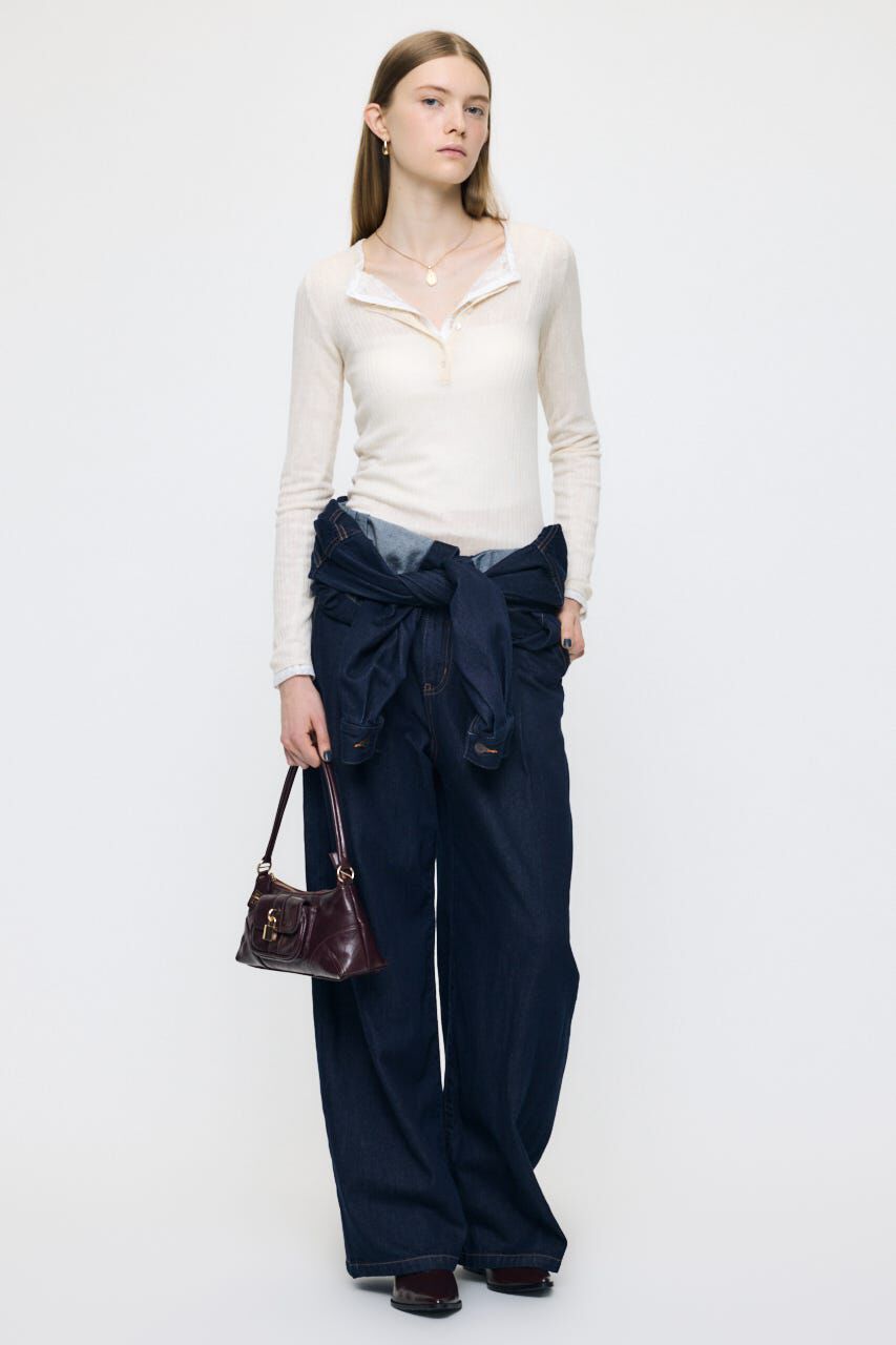 MOUSSY「ES SHEER HENRY NECK KNIT トップス」|ニット・セーター|