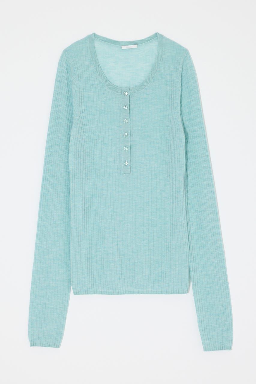 MOUSSY「ES SHEER HENRY NECK KNIT トップス」|ニット・セーター|