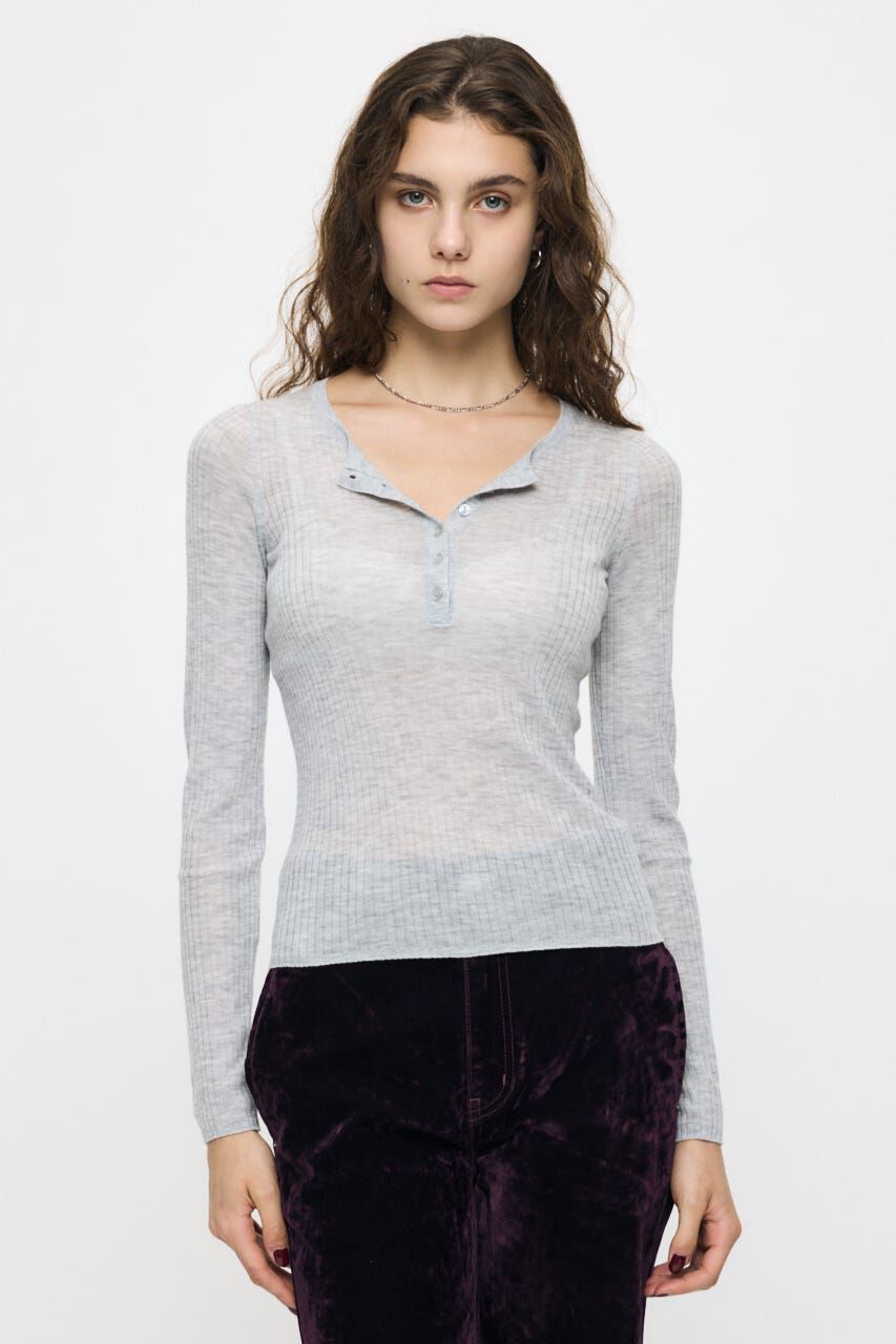 MOUSSY「ES SHEER HENRY NECK KNIT トップス」|ニット・セーター|
