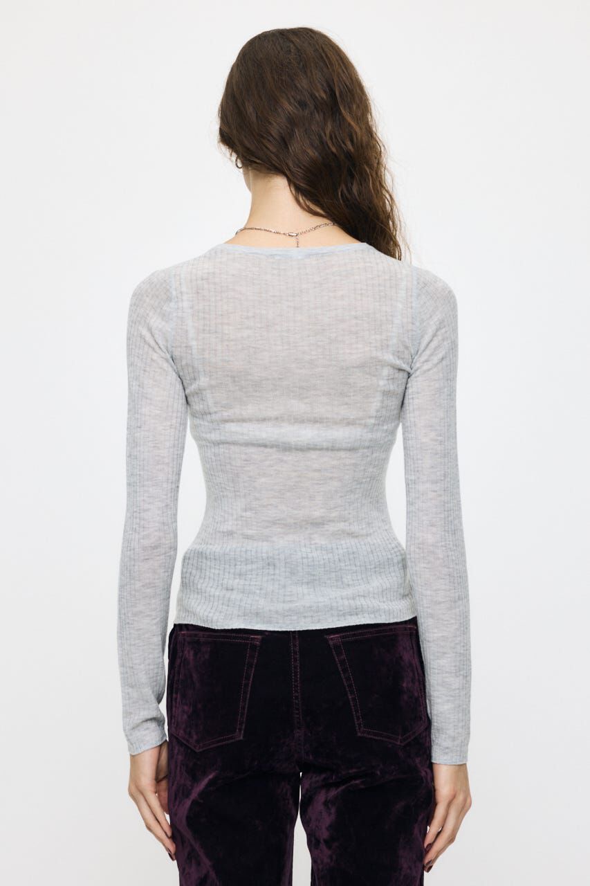 MOUSSY「ES SHEER HENRY NECK KNIT トップス」|ニット・セーター|