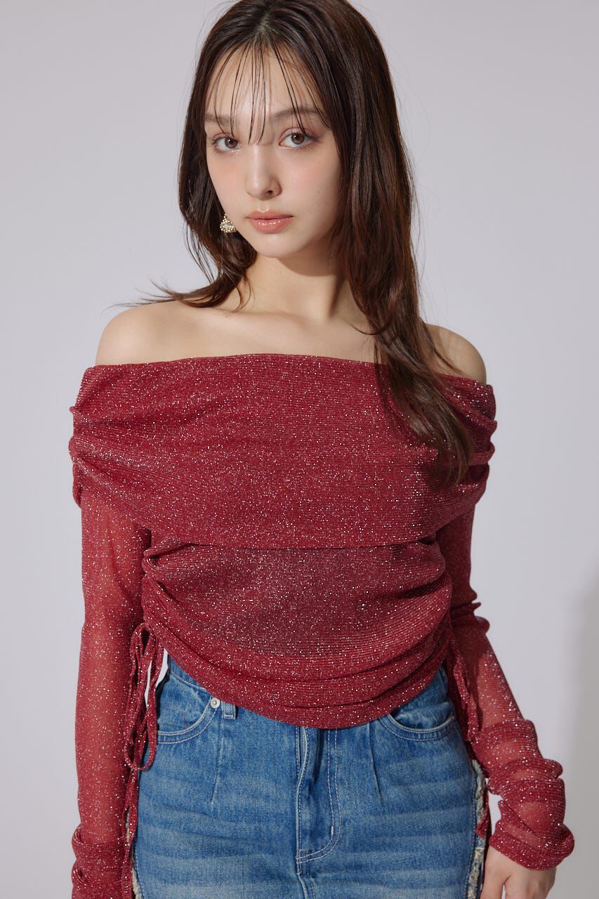 rienda「オフショルレディーラメトップス」|Tシャツ・カットソー|