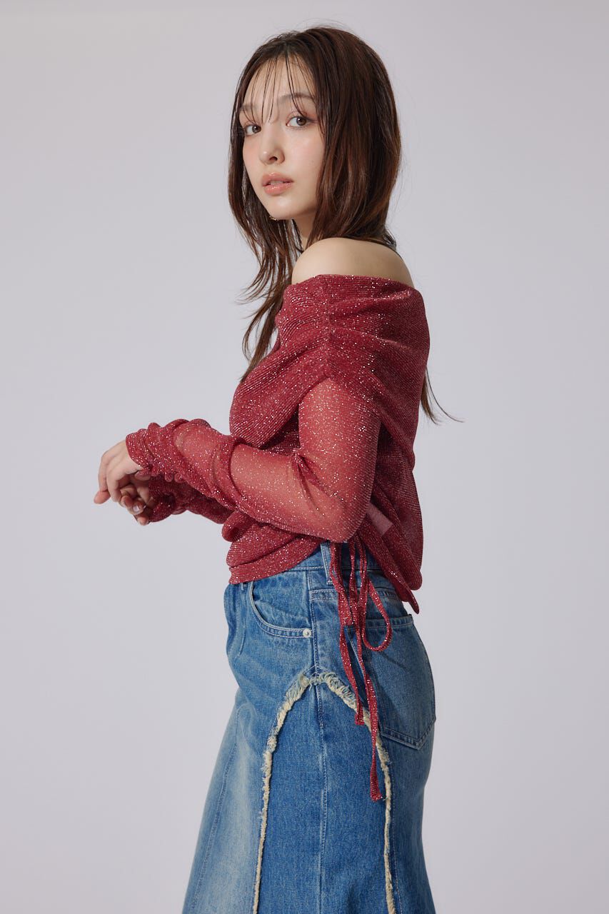 rienda「オフショルレディーラメトップス」|Tシャツ・カットソー|