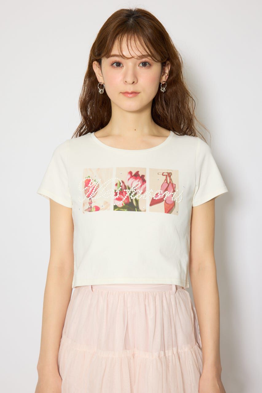 rienda「モチーフフォトショートTシャツ」|Tシャツ・カットソー|