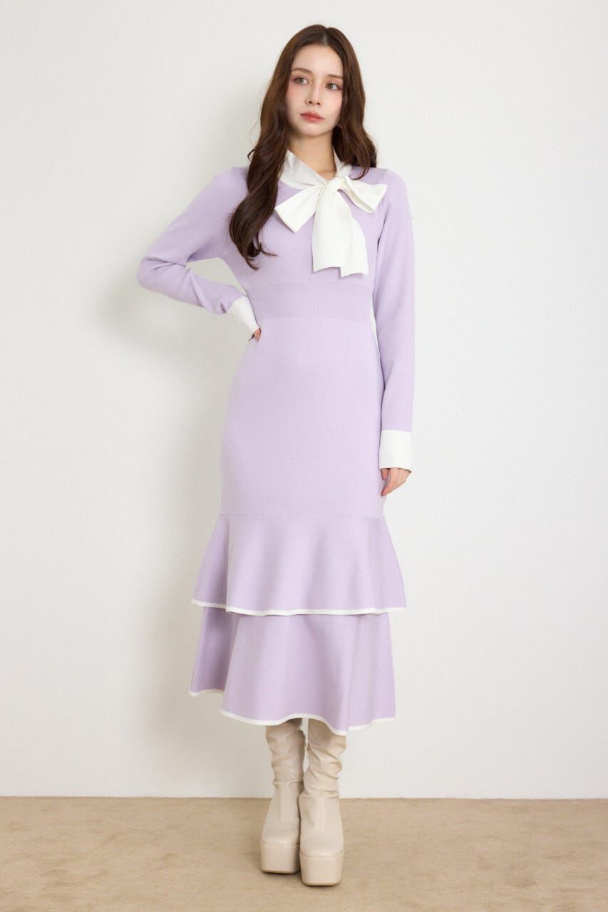 rienda「バイカラータイトマーメイドニットワンピース」|ワンピース|PUR
