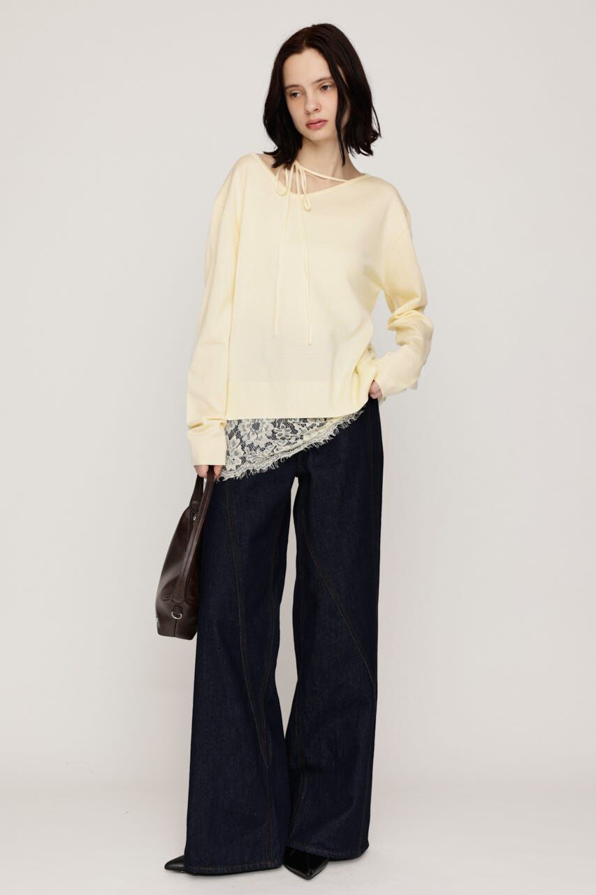 SLY「LACE TRIM V NECK KNIT トップス」|ニット・セーター|