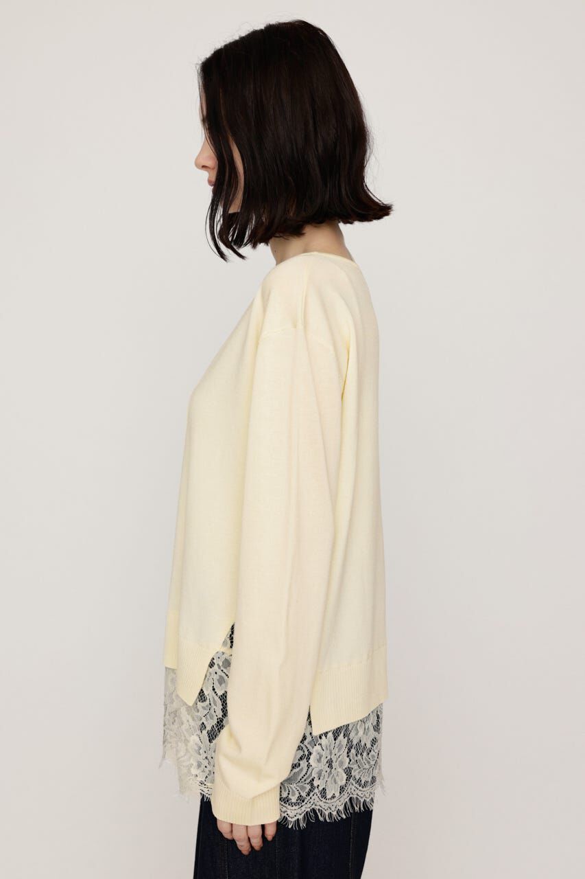 SLY「LACE TRIM V NECK KNIT トップス」|ニット・セーター|