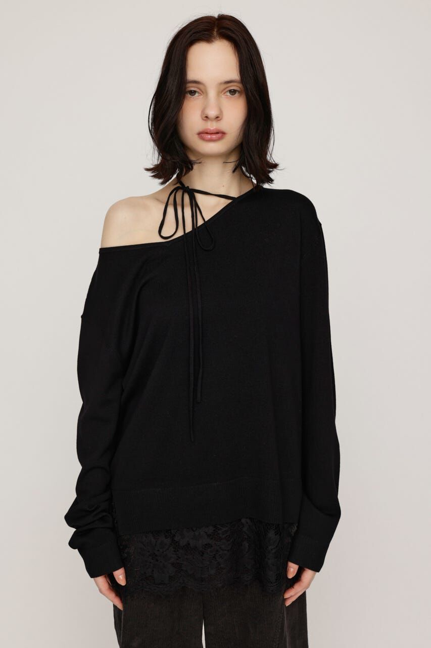 SLY「LACE TRIM V NECK KNIT トップス」|ニット・セーター|