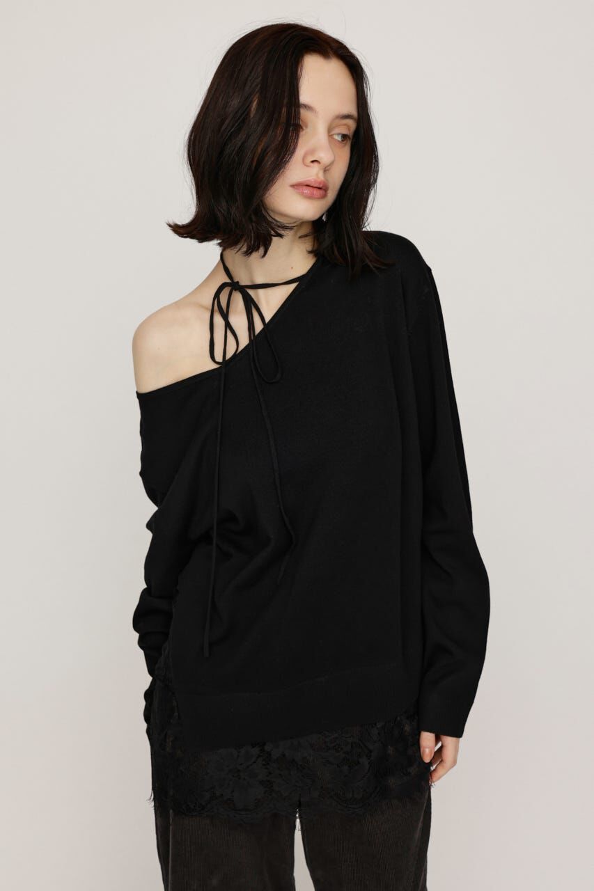SLY「LACE TRIM V NECK KNIT トップス」|ニット・セーター|