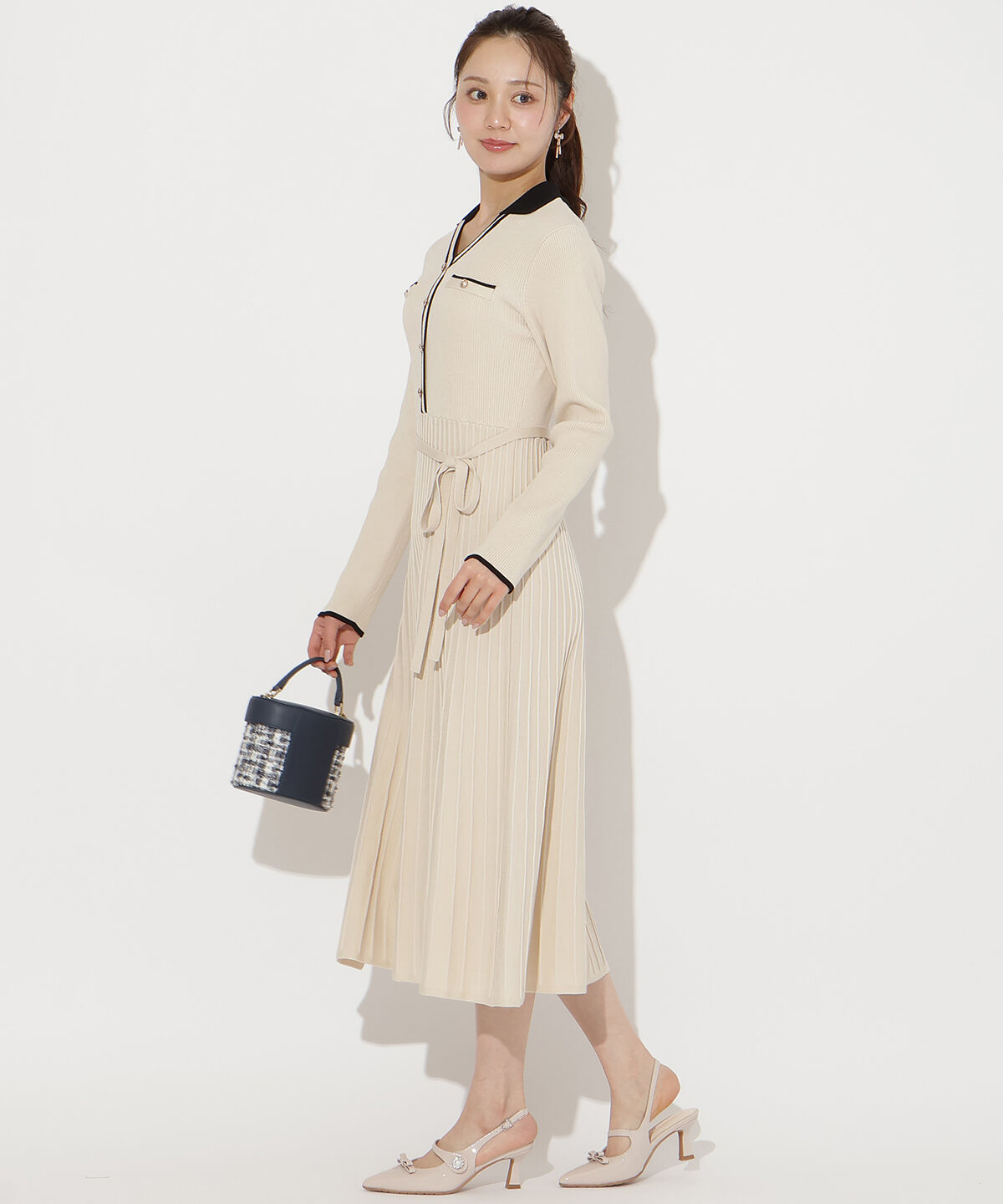 WILLSELECTION「バイカラープリーツニットワンピース」|ワンピース|