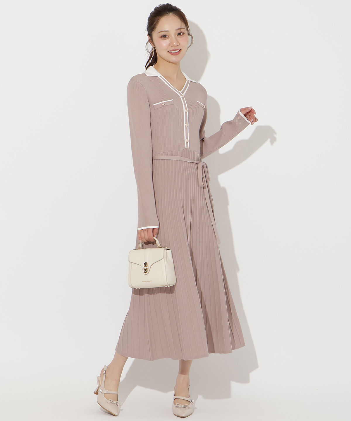 WILLSELECTION「バイカラープリーツニットワンピース」|ワンピース|