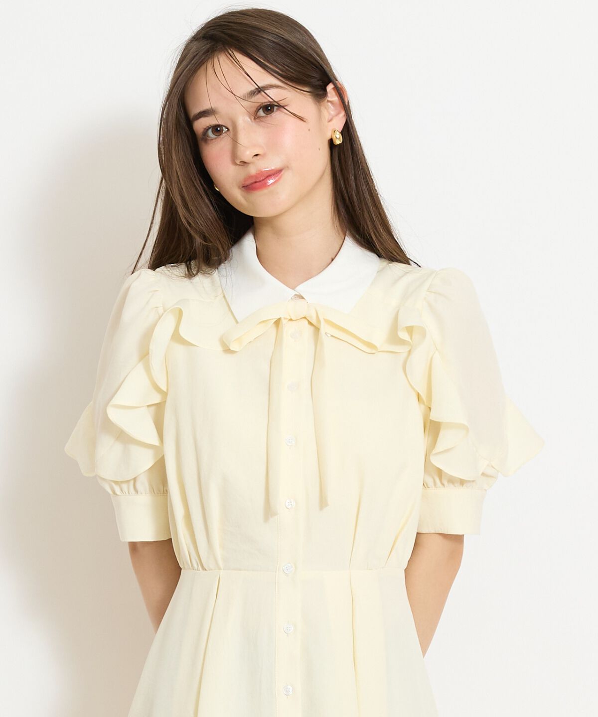 WILLSELECTION「ラッフルパフスリーブシャツワンピース」|ワンピース|