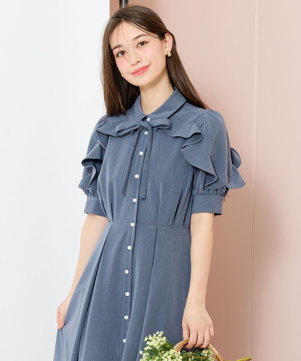 WILLSELECTION「ラッフルパフスリーブシャツワンピース」|ワンピース|