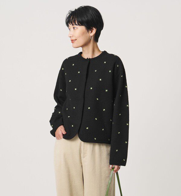 UNITED ARROWS「エンブロイダリー ニット カーディガン」|カーディガン|