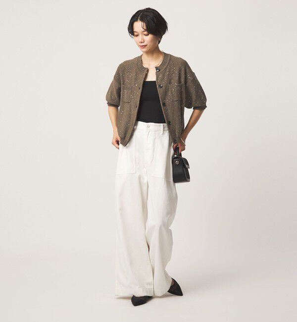 UNITED ARROWS green label relaxing「ハーフスリーブ スパンコール ニット カーディガン」|カーディガン|
