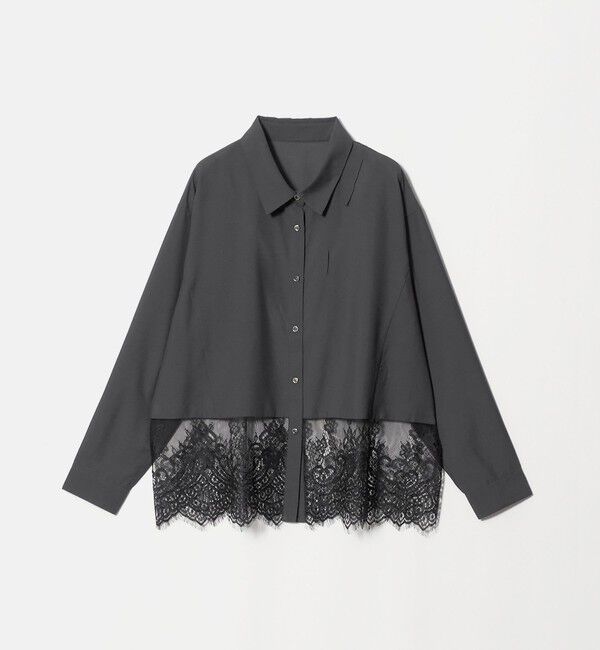 UNITED ARROWS green label relaxing「【WEB限定】＜at ease＞スソ レース ロングスリーブ ブラウス UVカット」|シャツ・ブラウス|DK.GRAY