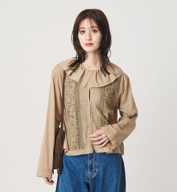 BEAUTY&YOUTH UNITED ARROWS「エンブロイダリー フリルカラー シャツ」|シャツ・ブラウス|BEIGE
