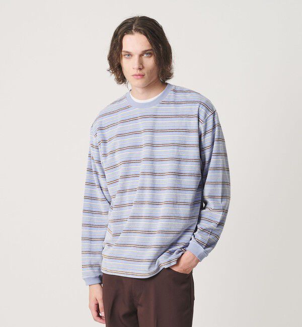 California General Store「＜CGS.＞ベロア ボーダー クルーネック プルオーバー」|Tシャツ・カットソー|