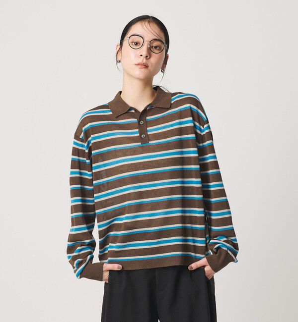 BEAUTY&YOUTH UNITED ARROWS「【WEB限定】シアー ポロカラー ニットプルオーバー」|ニット・セーター|