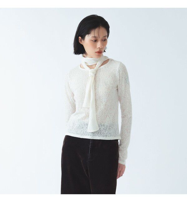 Ray BEAMS 「レース ボウカラー Tシャツ」|Tシャツ・カットソー|