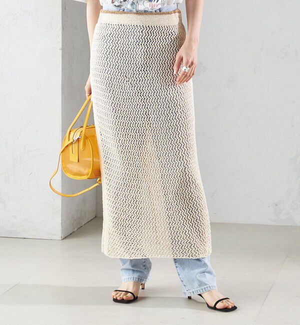 SHIPS for women「LOGAN KNITTING MILLS:〈手洗い可能〉クロシェ スカート」|スカート|