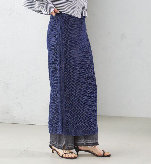 SHIPS for women「LOGAN KNITTING MILLS:〈手洗い可能〉クロシェ スカート」|スカート|