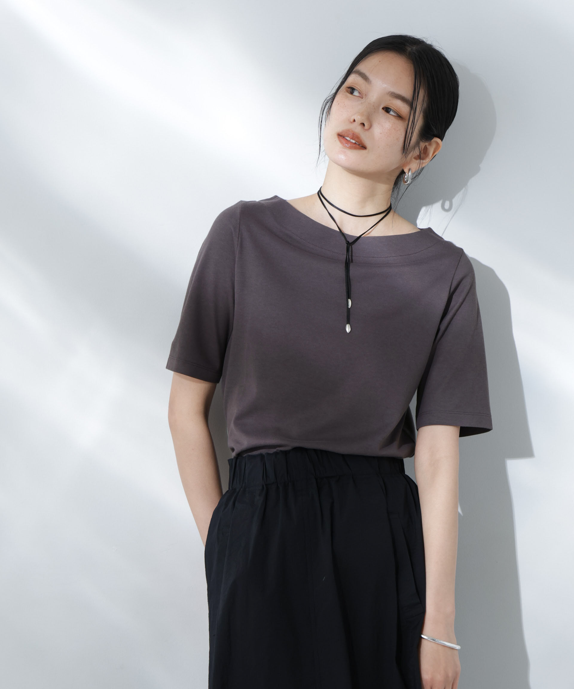 NANO universe「Anti Soaked(R) 汗染み防止ボートネックTシャツ」|Tシャツ・カットソー|