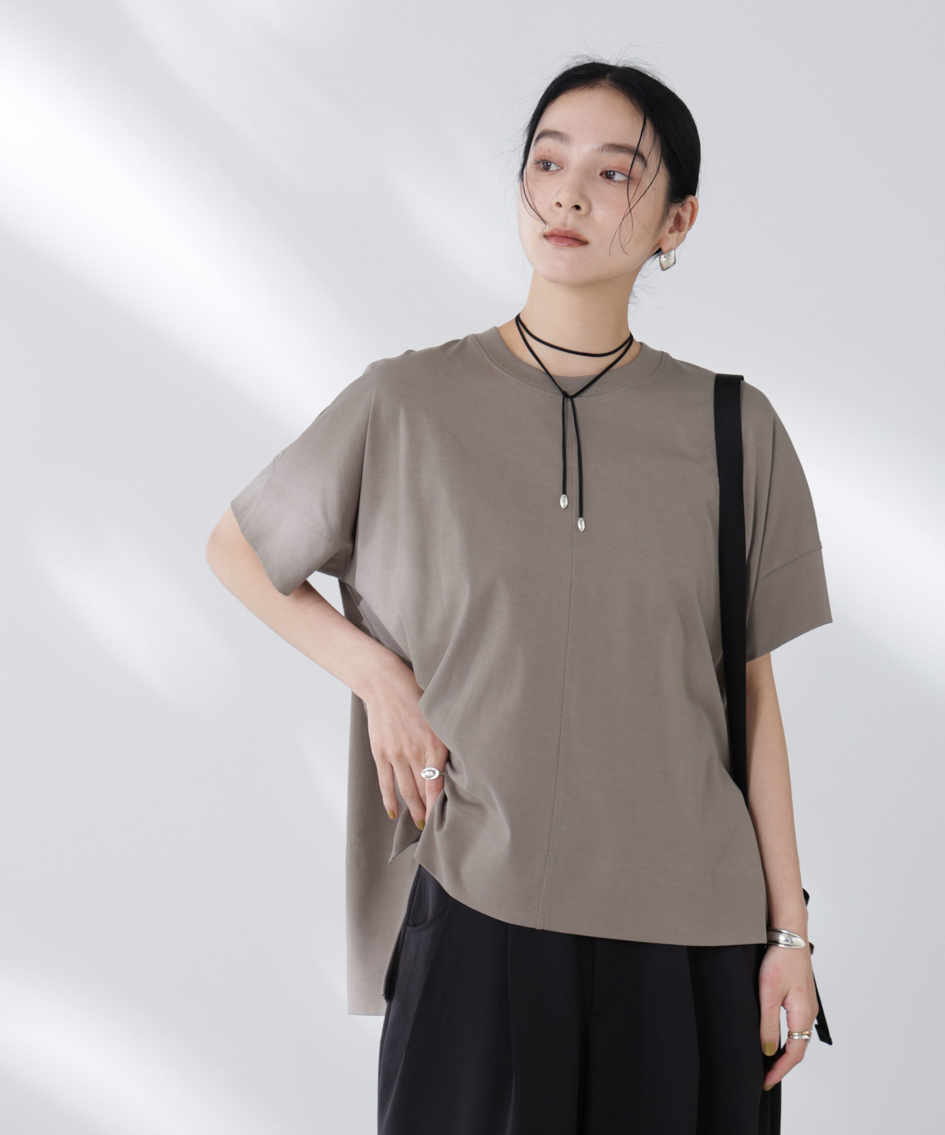 nano･universe「NANOFINE強撚コットンワイドTシャツ」|Tシャツ・カットソー|モカ3