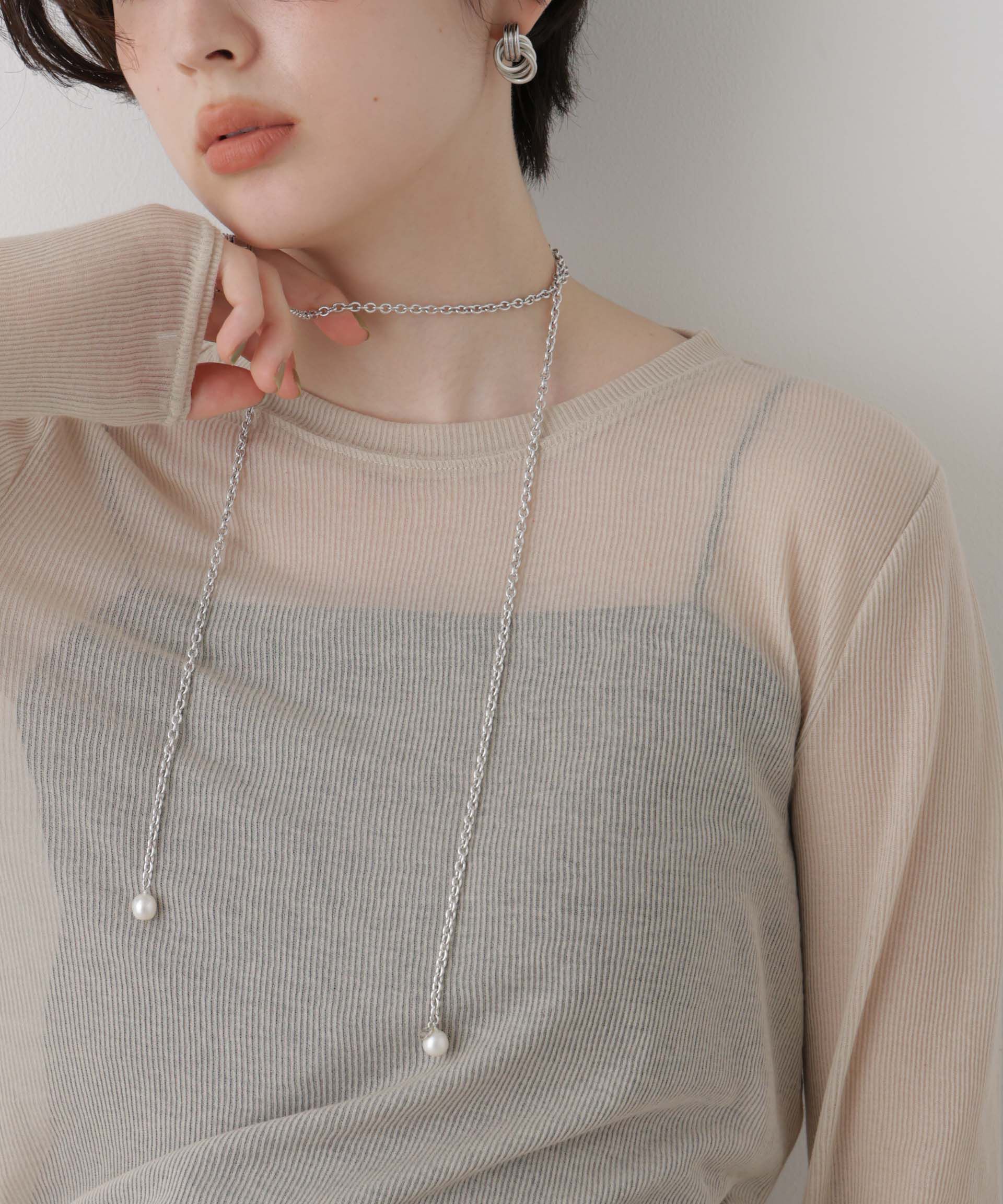 NANO universe「PHILIPPE AUDIBERT/Stow long necklace chain」|ネックレス|シルバー