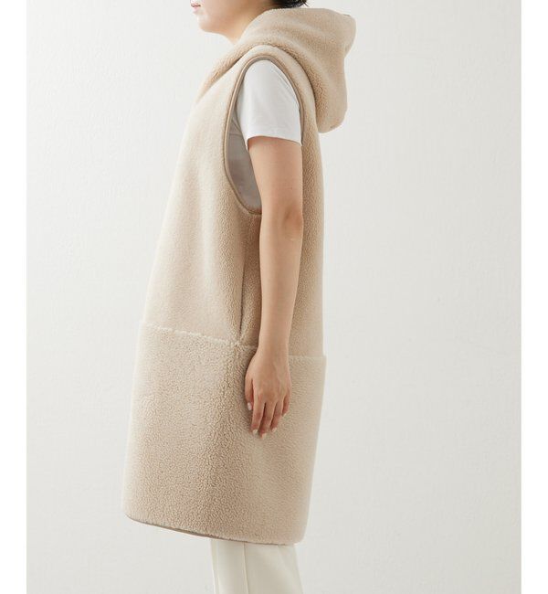 THE PAUSE「〈WEB限定カラーあり〉【THE PAUSE】ボアフードロングジレ」|ベスト・ジレ|