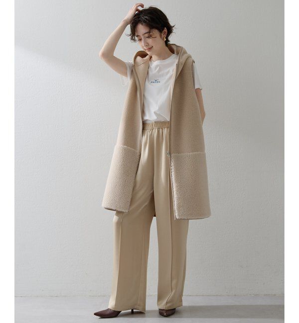THE PAUSE「〈WEB限定カラーあり〉【THE PAUSE】ボアフードロングジレ」|ベスト・ジレ|