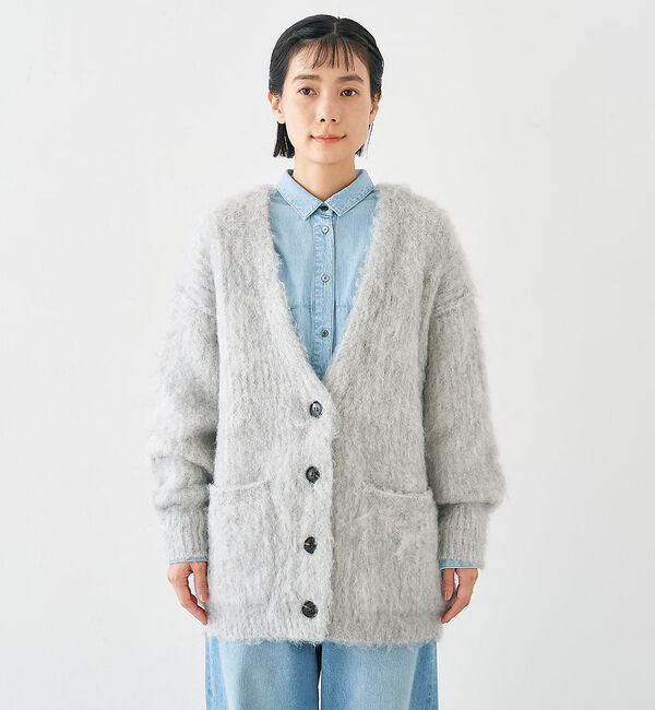 collex「ヘアリー畦編みカーディガン」|カーディガン|