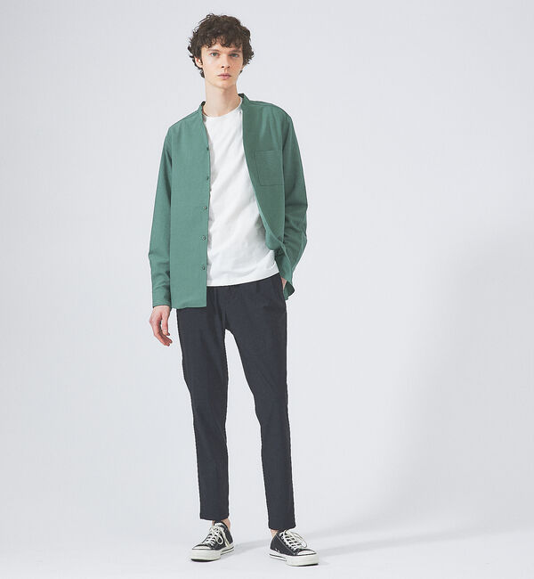 ABAHOUSE「【定番】ストレッチ ノーカラー Vネック シャツ」|シャツ・ブラウス|