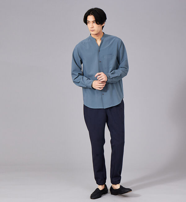 ABAHOUSE「【定番】ストレッチ ノーカラー Vネック シャツ」|シャツ・ブラウス|