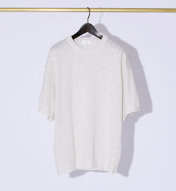ABAHOUSE「メッシュニット スラブTシャツ / シアー素材」|Tシャツ・カットソー|オフホワイト