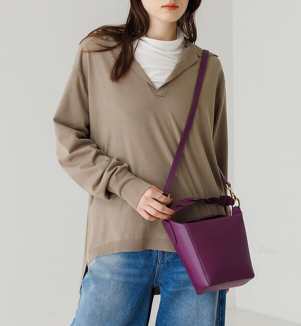 LOWELL things「【GISELe掲載】Macheri/レザーBOX型ハンドショルダーBAG」|ハンドバッグ|パープル
