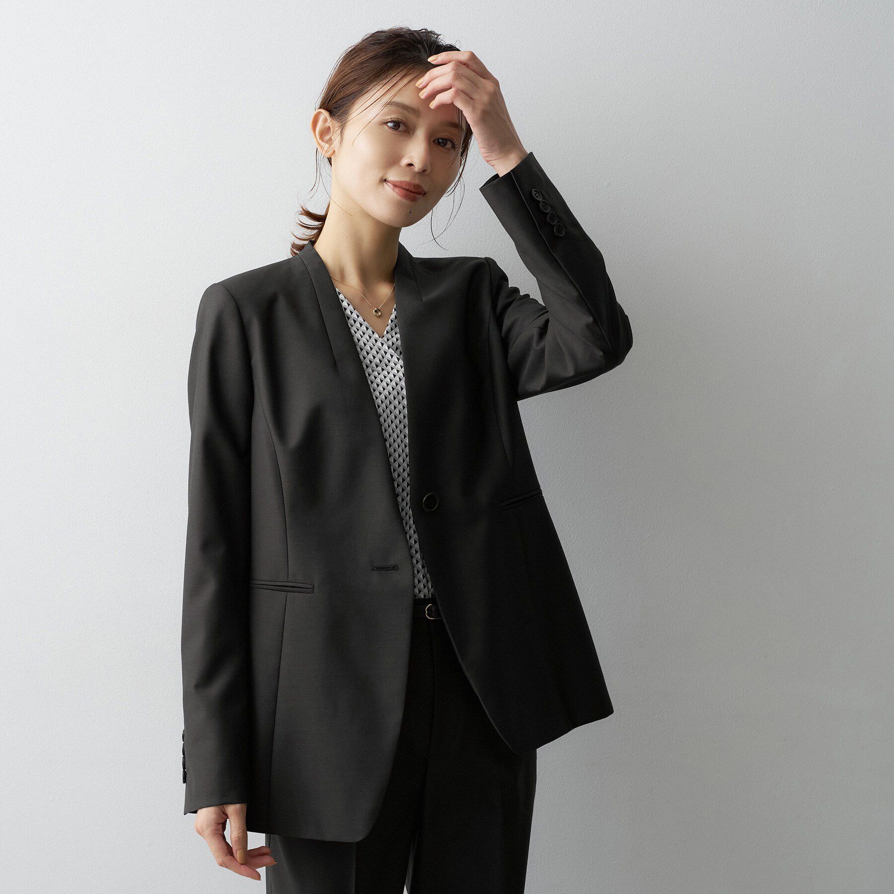 UNTITLED「【SET UP】ウールシルクブレンドノーカラージャケット」|ノーカラージャケット|