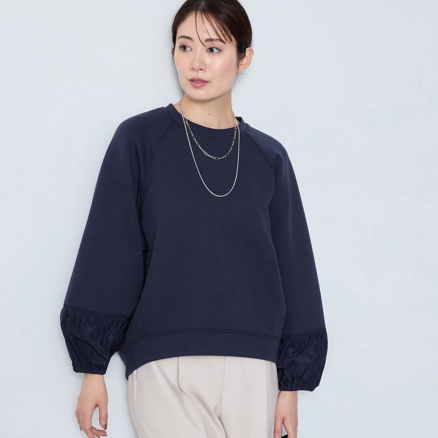 Reflect「【手洗い可】異素材切り替えデザインプルオーバー」|Tシャツ・カットソー|